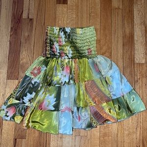 Thrifted green floral skirt